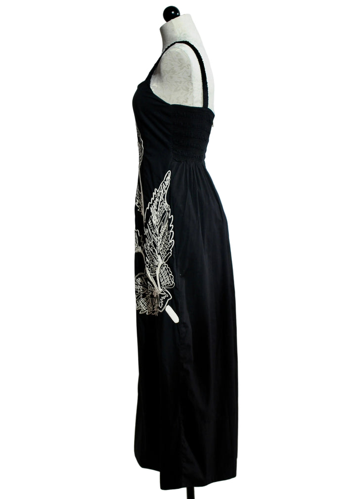 side view of BLACK with  IVORY Joplin Ankle Dress by Cleobella