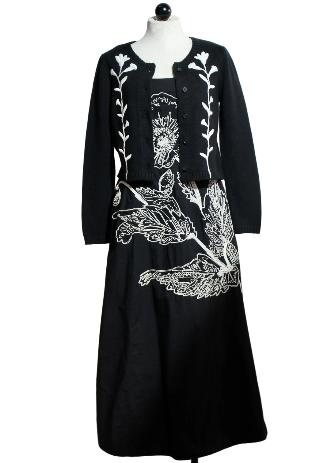 BLACK with  IVORY Joplin Ankle Dress by Cleobella aired with the Samantha Sweater by Cleobella