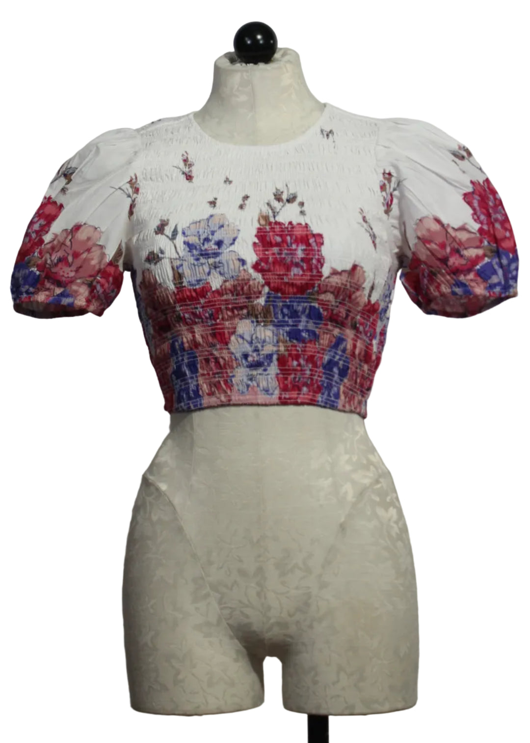 Floral Rya Smocked Top by Cleobella with Blouson Sleeves in the Camellia Print