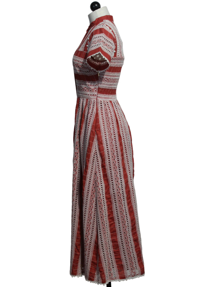side view of Short Sleeve Paprika colored Soleil Dress by Cleobella 