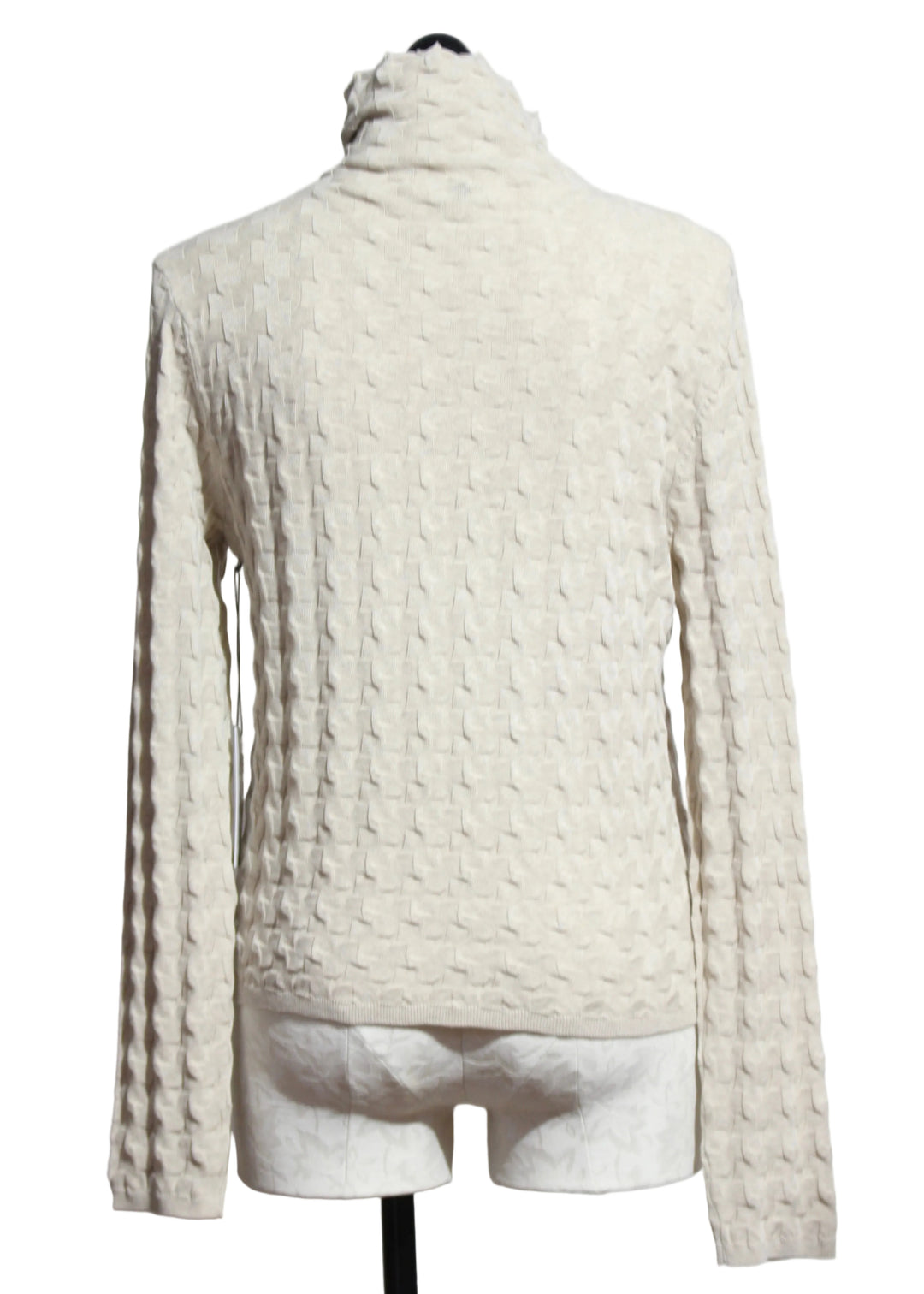 Back view of ALMOND colored 3D TNeck Top by Margaret O&