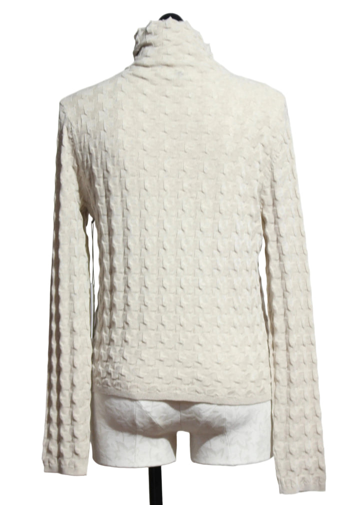 Back view of ALMOND colored 3D TNeck Top by Margaret O&
