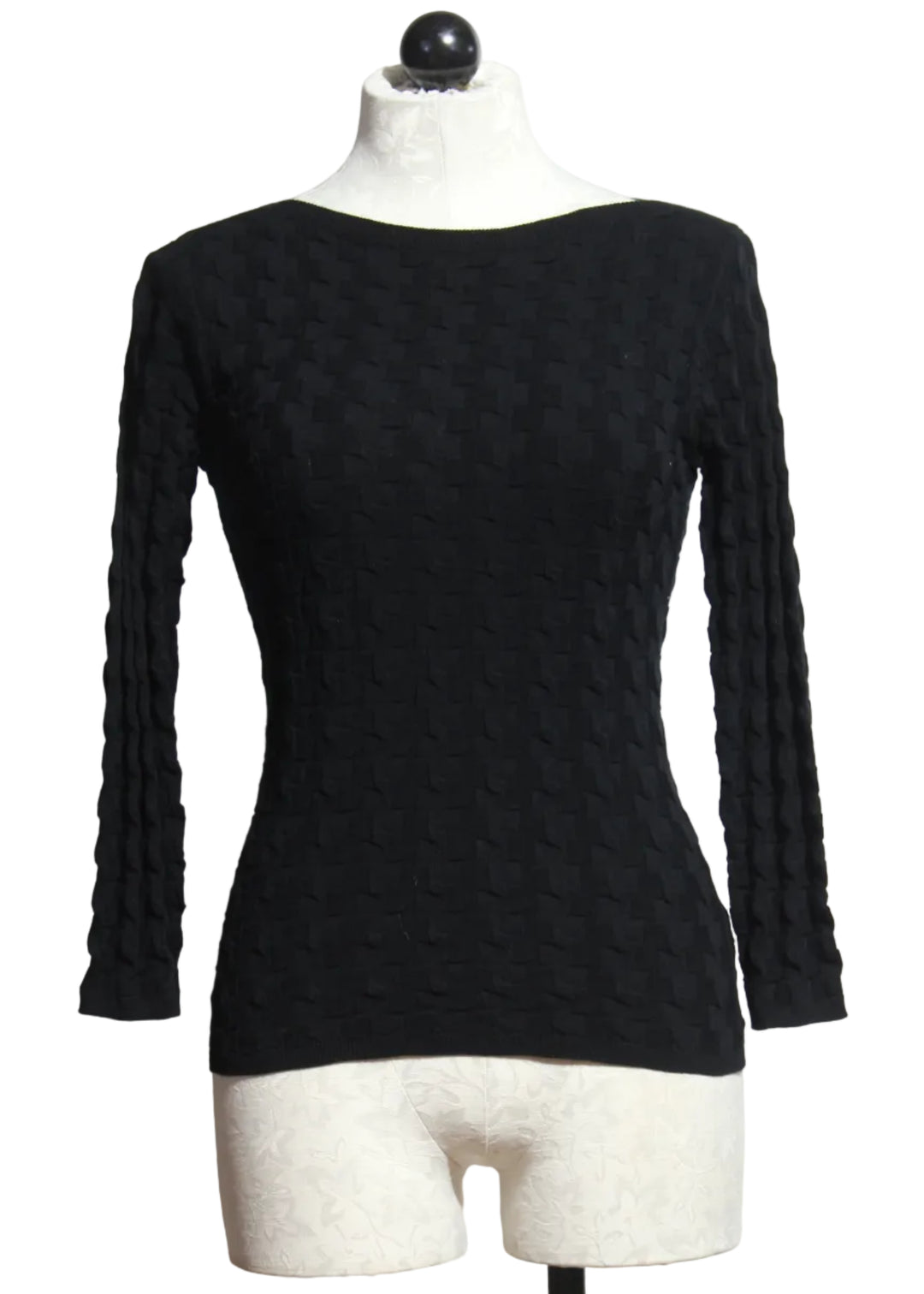 Black 3D Boatneck Tee by Margaret O'Leary