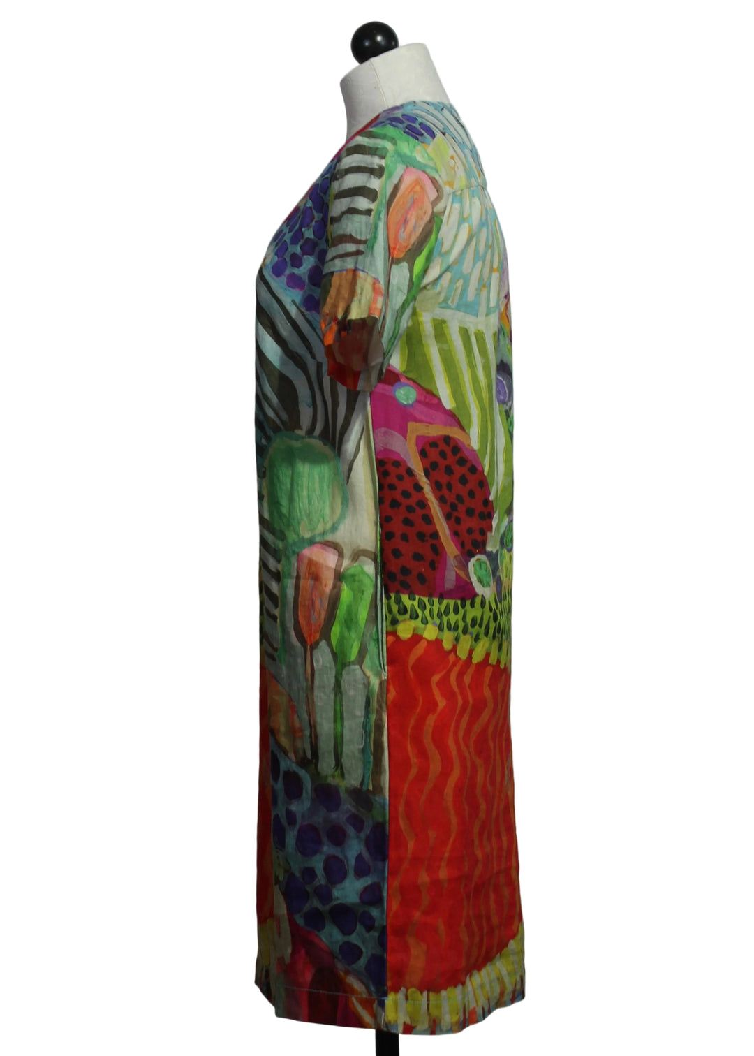 side view of Short Sleeve V Neck Morning Hike Dress by Claire Desjardins