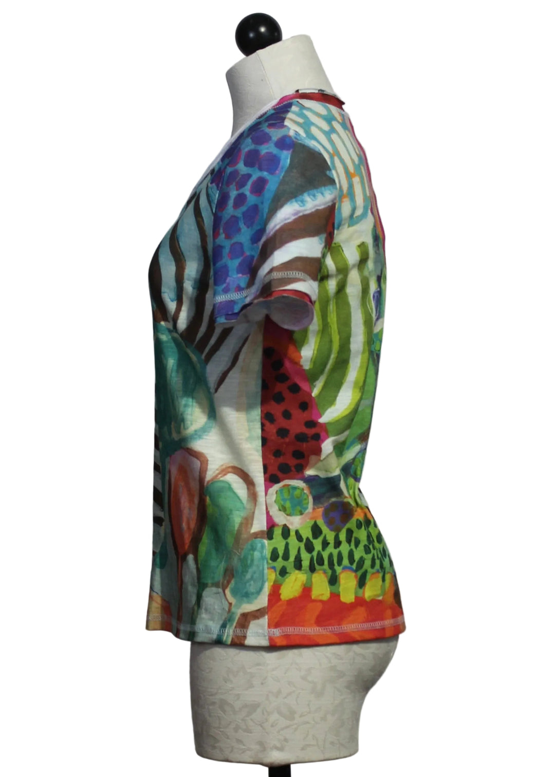 side view of The Morning Hike Short Sleeve V Neck Tee by Claire Desjardins
