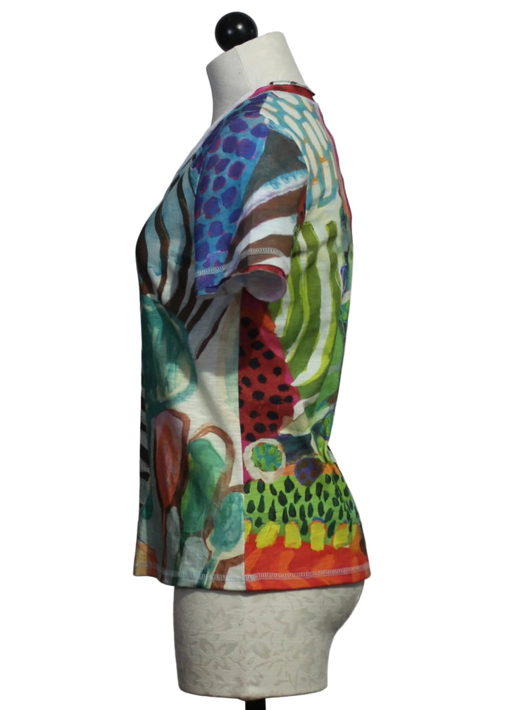 side view of The Morning Hike Short Sleeve V Neck Tee by Claire Desjardins