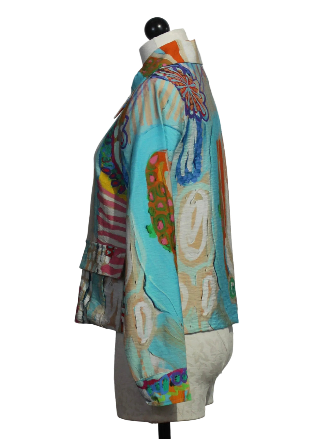 side view of Home of the Stingless Bees Button Down Jacket by Claire Desjardins 
