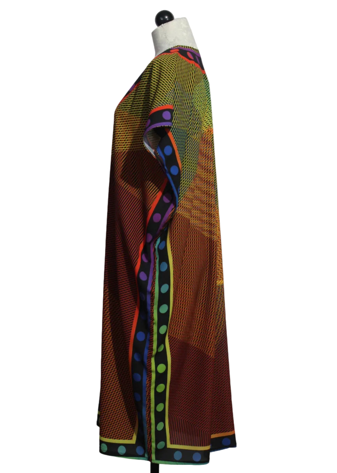 side view of Khloe Dress by Kozan in the Mondrian Print fabric