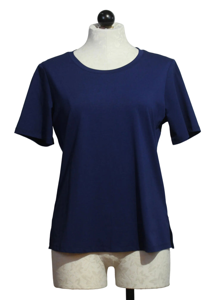 Navy Short Sleeve Crew Neck Tee by Claire Desjardins 