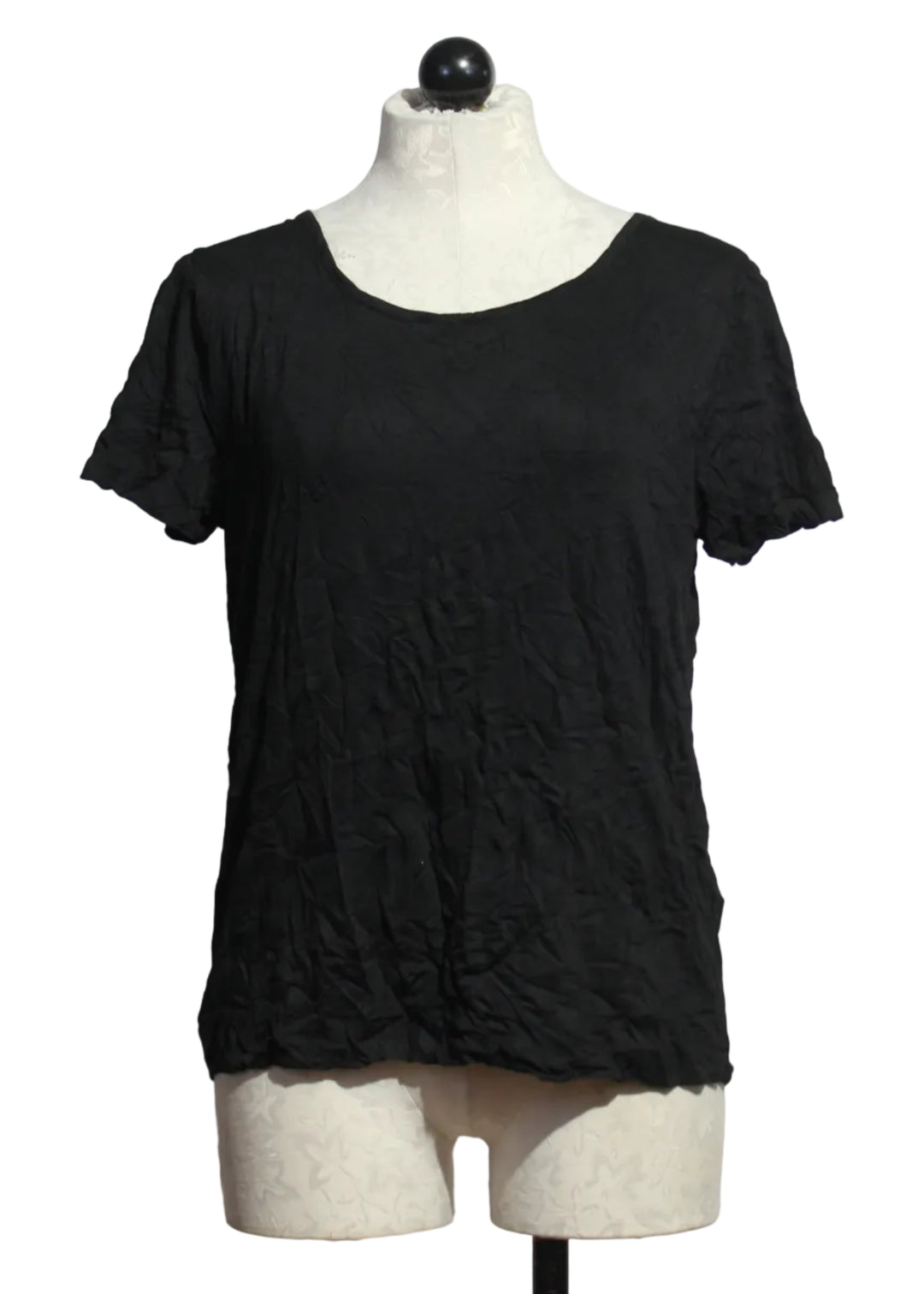 Black Crinkled Short Sleeve Celia Top by Kozan