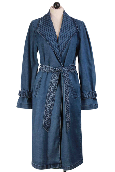 Belted Denim Twill Cara Trench Coat by Cleobella