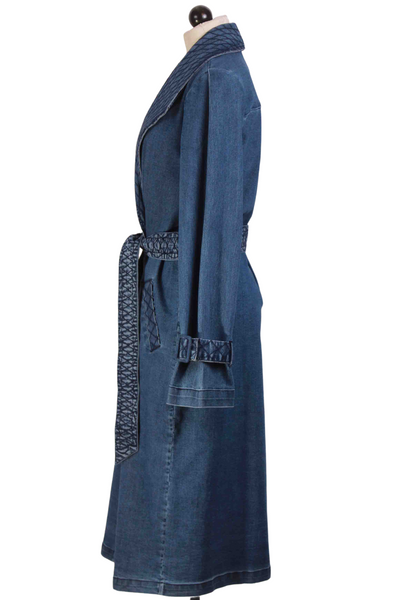 side view of Belted Denim Twill Cara Trench Coat by Cleobella