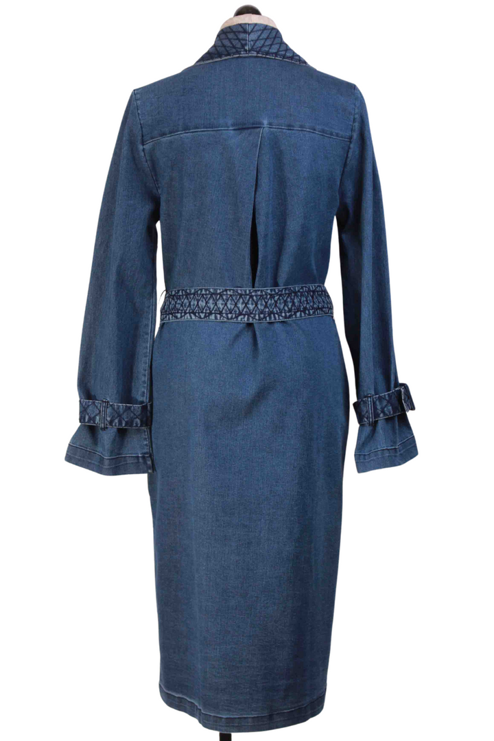 back view of Belted Denim Twill Cara Trench Coat by Cleobella