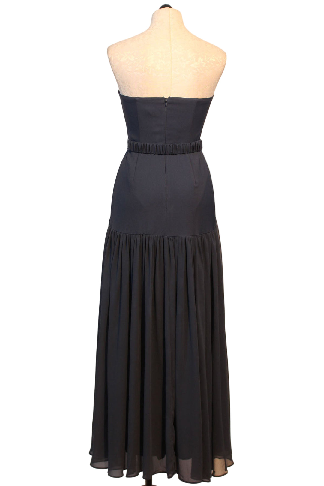 back view of Sleeveless Navy Belted Maxi Carmel Dress by Hutch