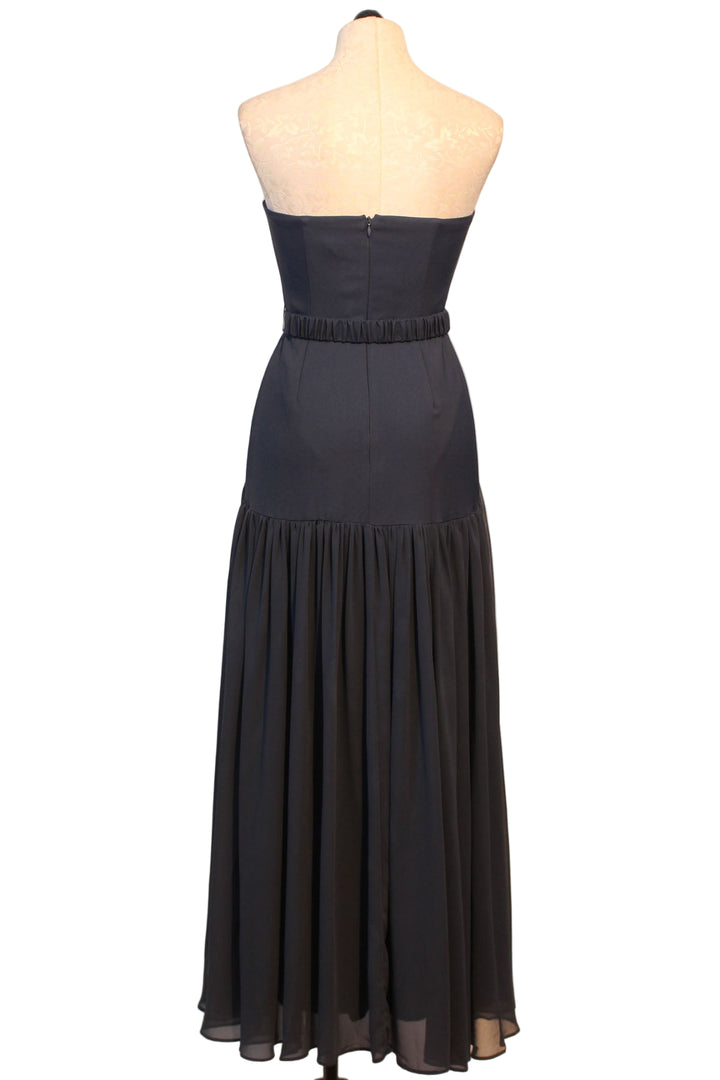 back view of Sleeveless Navy Belted Maxi Carmel Dress by Hutch