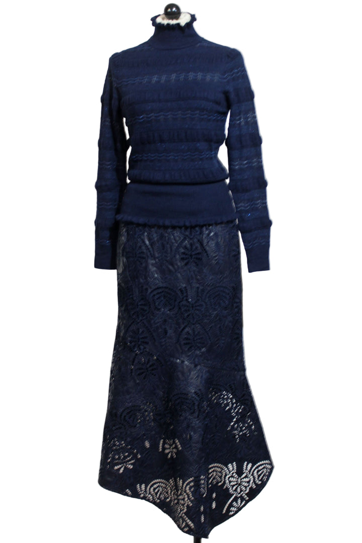 Navy Faux Leather Casey skirt by Marie Oliver paired with the Adison Top by Marie Oliver