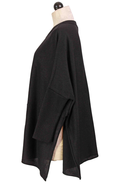 side view of Black One Sized Catalina Crewneck Sweater by Mersea