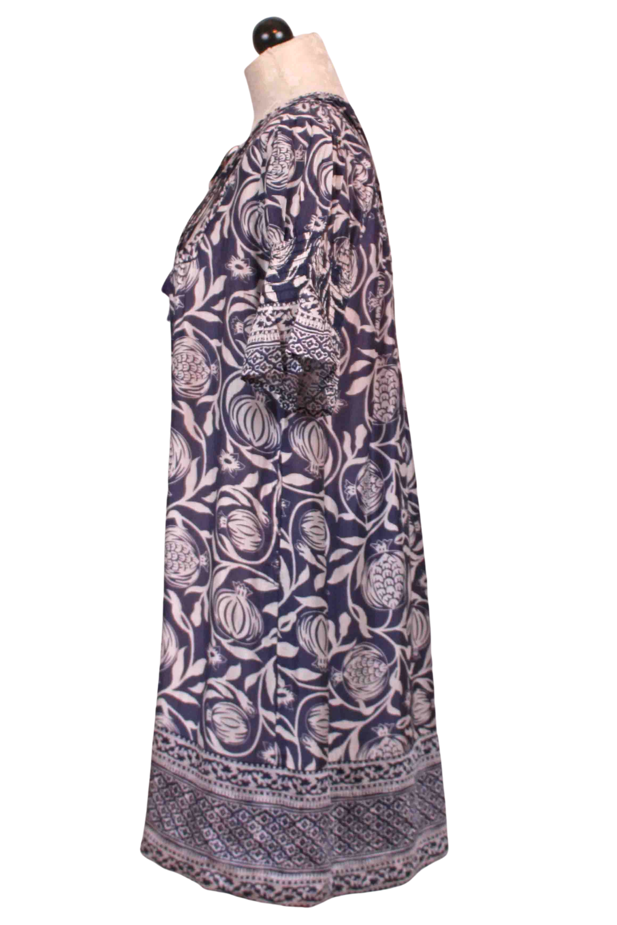 Side view of Navy and White Pomegranate Celerie Dress by La Plage