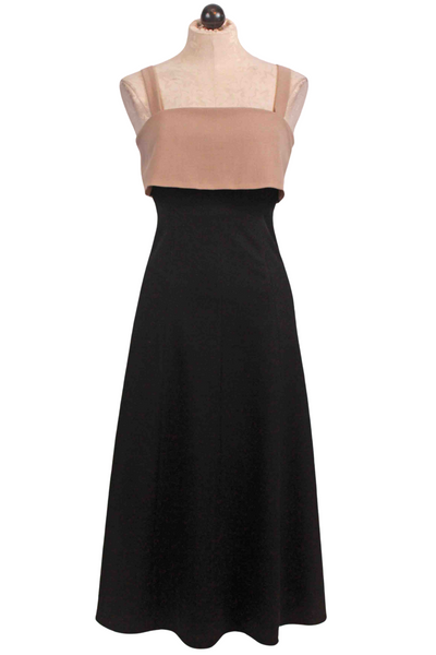 Black with contrasting taupe colored panel Centre Tank Dress by Rue Sophie 