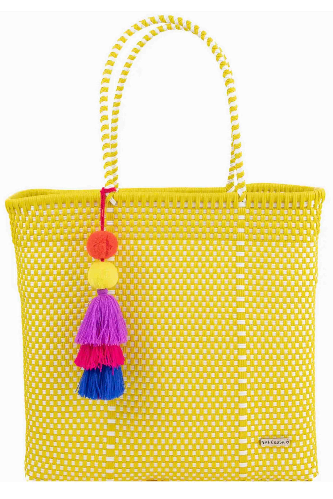 Yellow and White Checker Jumbo Tote by Valerosa Boutique