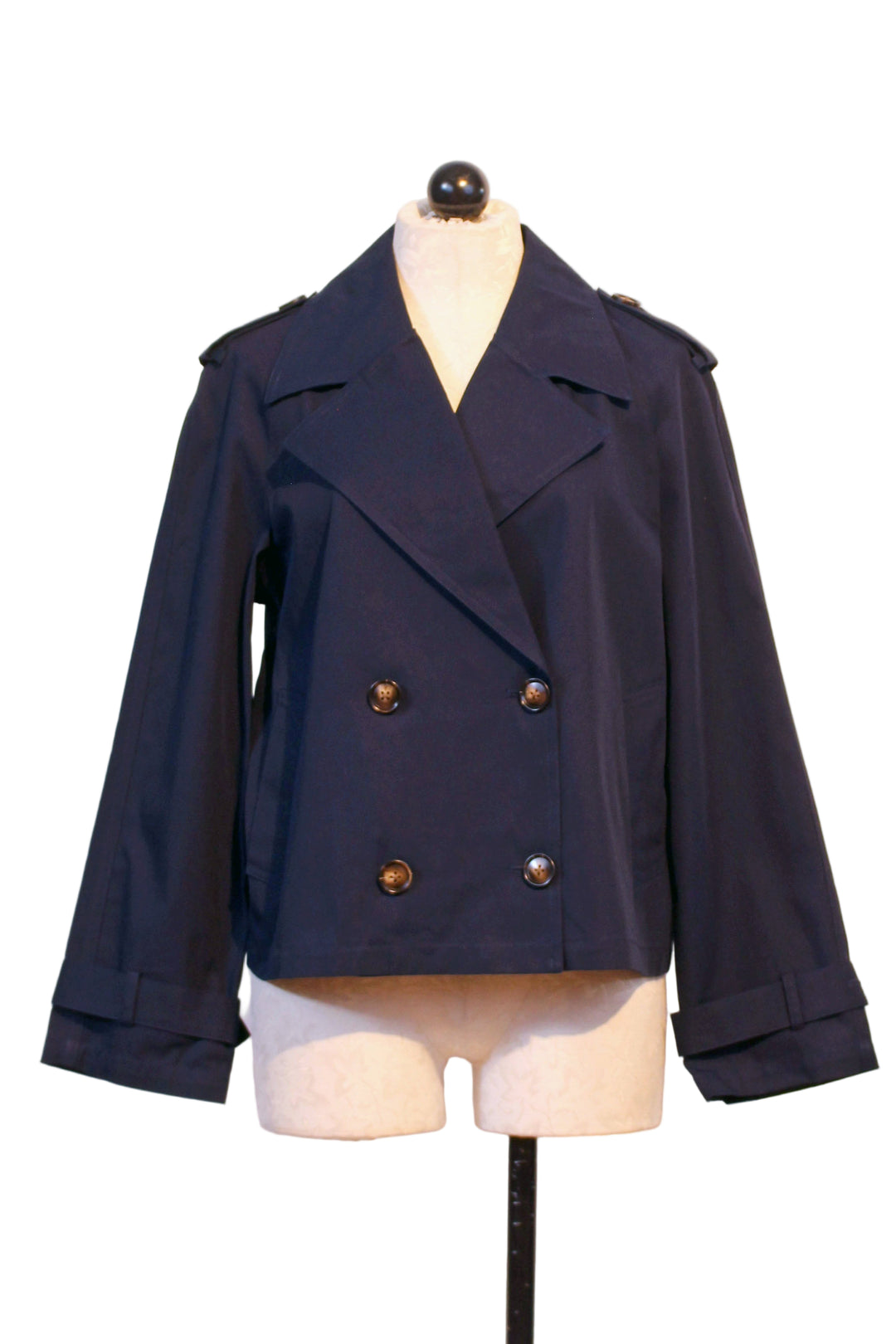 Navy Chelsea Crop Trench Jacket by Fifteen Twenty