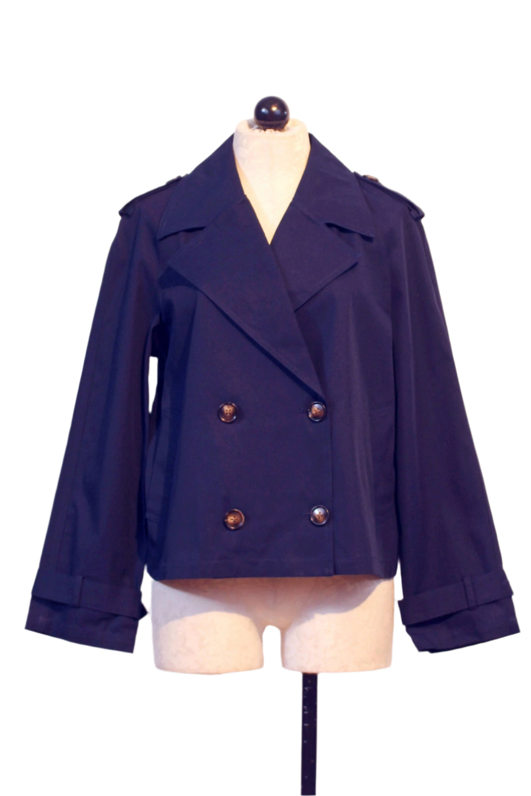 Navy Chelsea Crop Trench Jacket by Fifteen Twenty