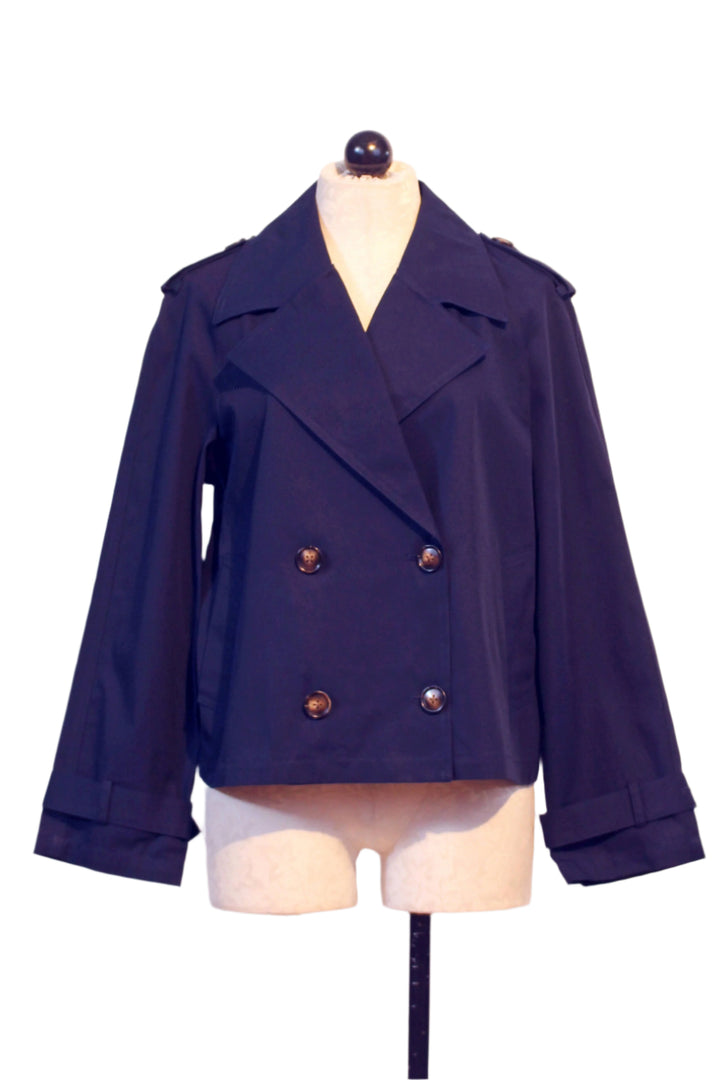Navy Chelsea Crop Trench Jacket by Fifteen Twenty
