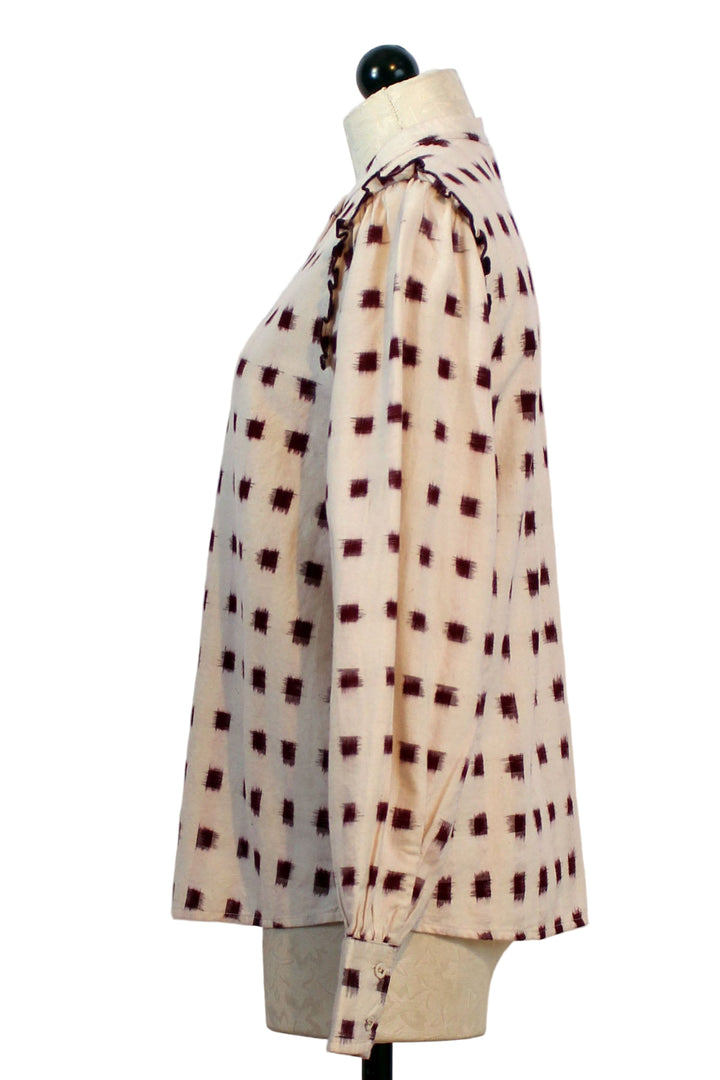 side view of Ecru Dotted Chloe Blouse by Sonmer