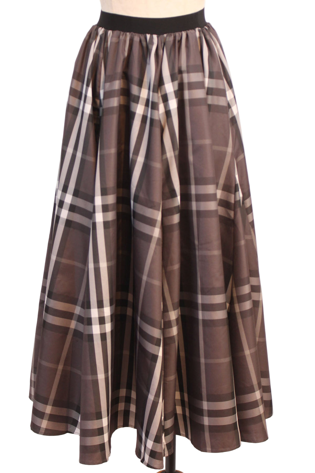 Classic Grey Plaid Midi Skirt by Zero Degree Celsius