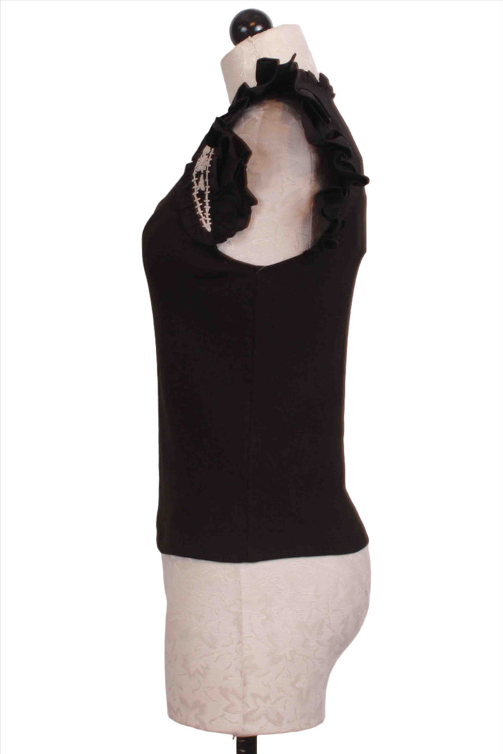 side view of Black with Ivory Raven Top by Cleobella