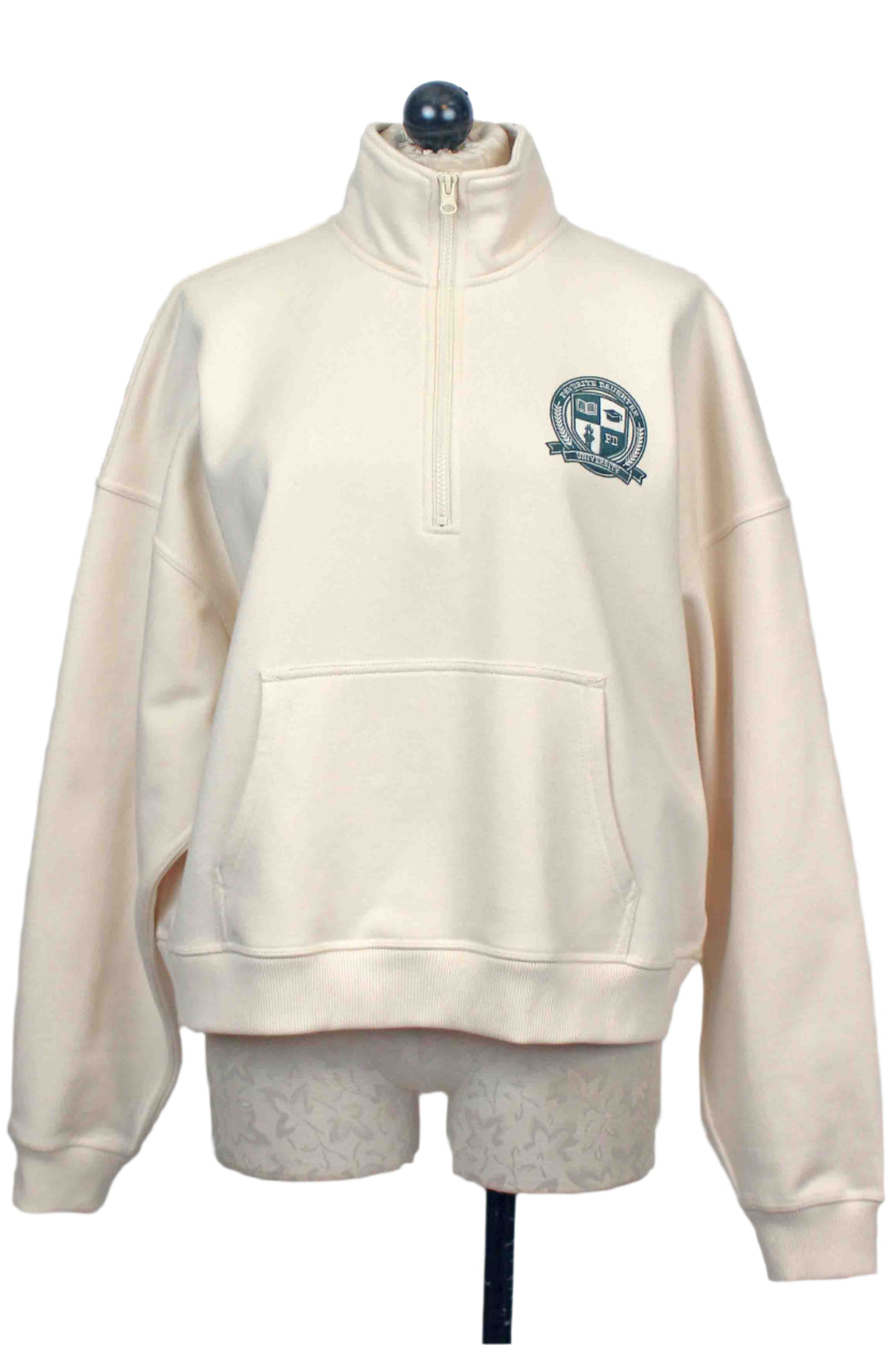 Ivory/Emerald The Coaches Half Zip Jacket by Favorite Daughter