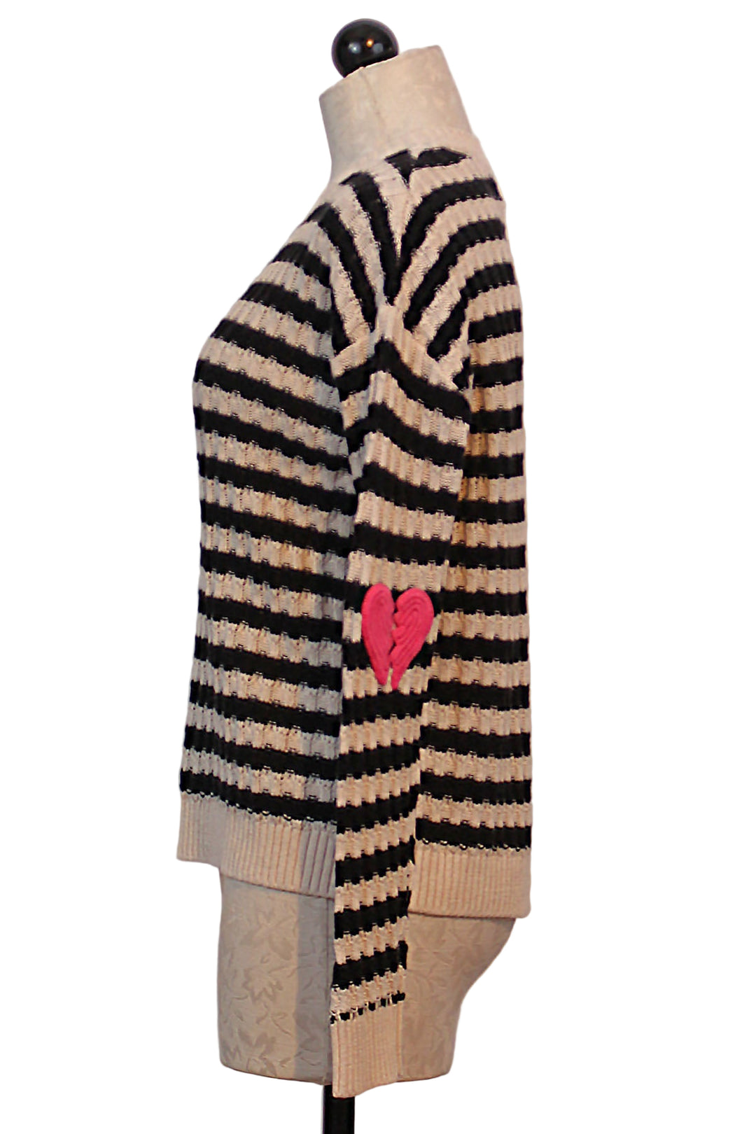 side view of Ivory and Black It's Complicated Sweater by Lisa Todd