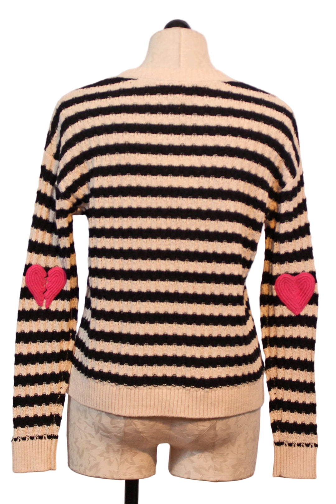 back view of Ivory and Black It's Complicated Sweater by Lisa Todd