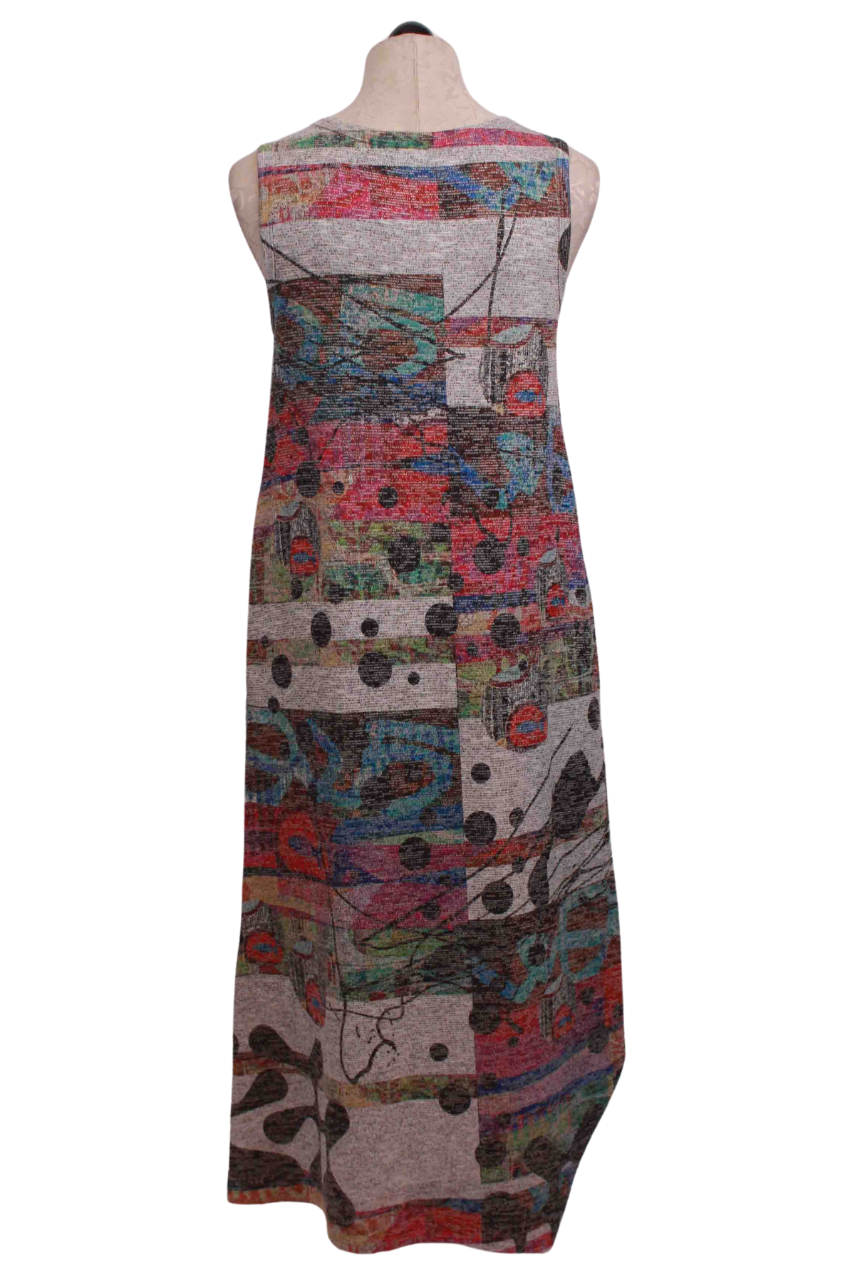 back view of Multicolored Sleeveless Long Asymmetrical Hem Dress by Inoah