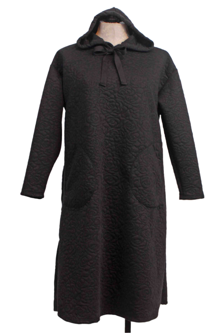 Hooded Quilted Black Dress by Inoah with Pockets