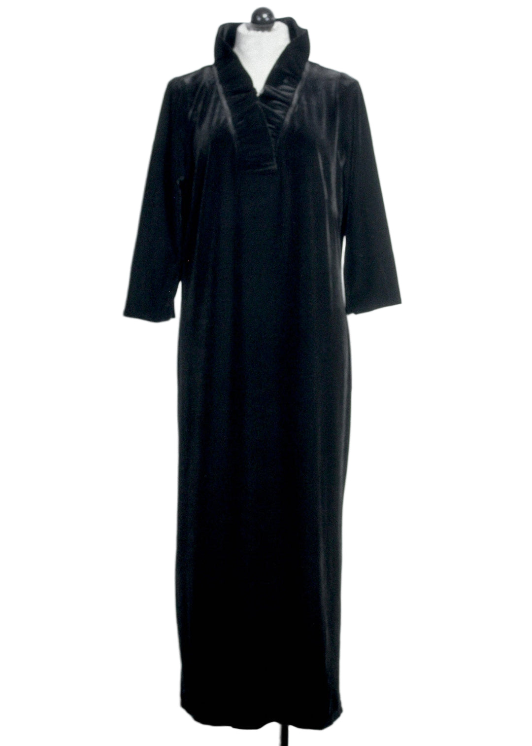 Black Gretchen Scott Silky Velvet Ruffneck Midi Maxi Dress