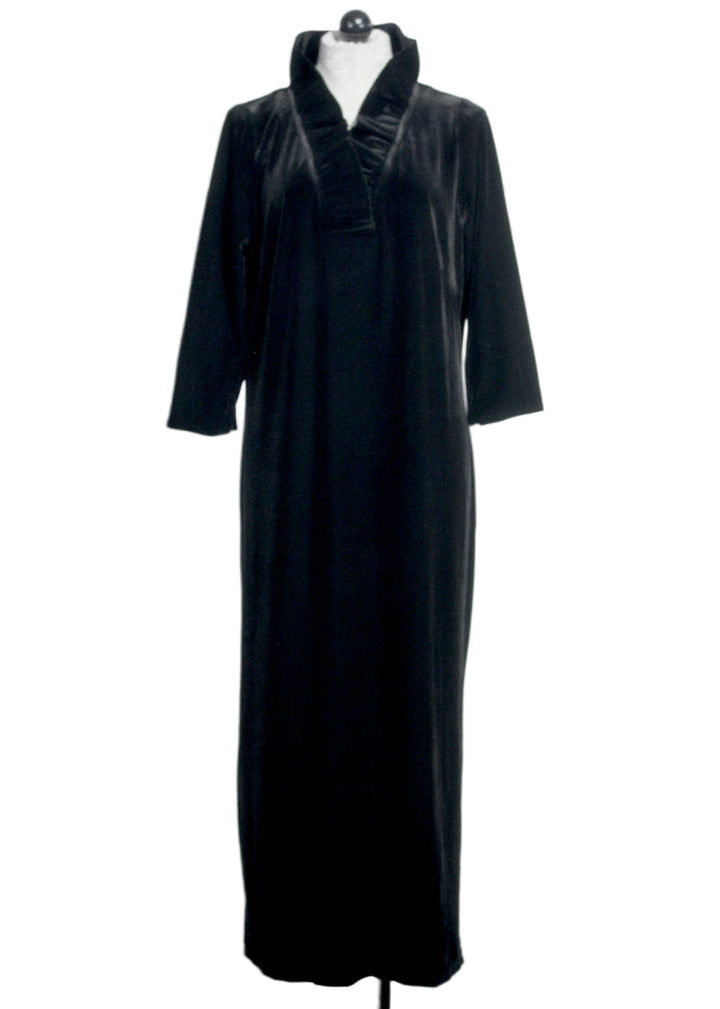 Black Gretchen Scott Silky Velvet Ruffneck Midi Maxi Dress