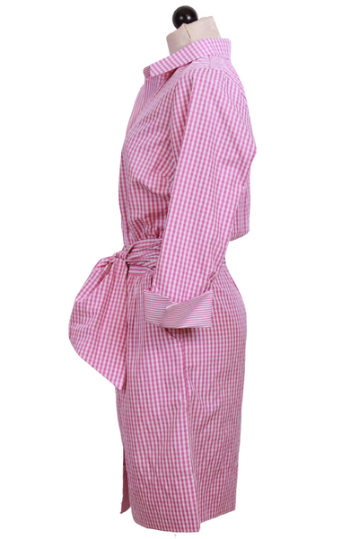 side view of Pink Gingham Breezy Blouson Dress by Gretchen Scott