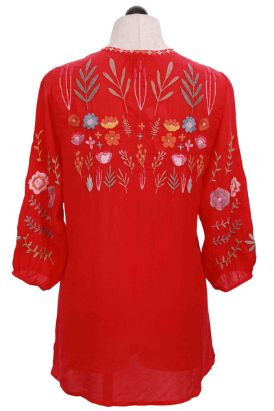 back view of Raspberry Mikah Embroidered Tunic by Johnny Was