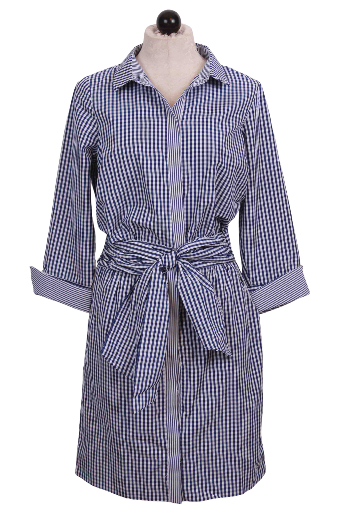 Navy Gingham Breezy Blouson Dress by Gretchen Scott