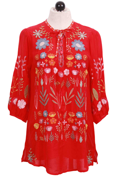 Raspberry Mikah Embroidered Tunic by Johnny Was