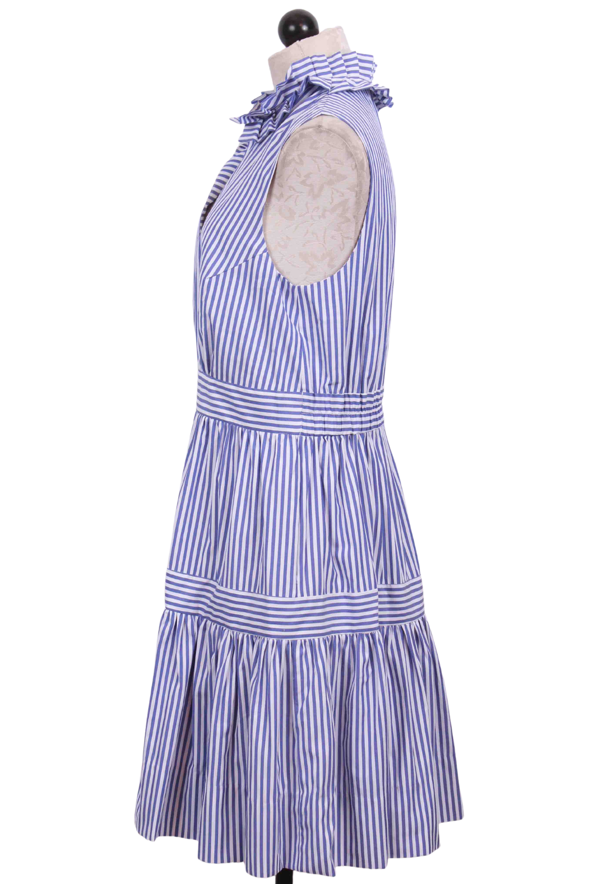 side view of  Navy and White Striped Short Hope Dress by Gretchen Scott