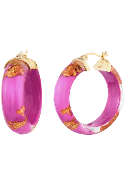 Dahlia colored Products 24K Gold Leaf Hoops by Gold and Honey