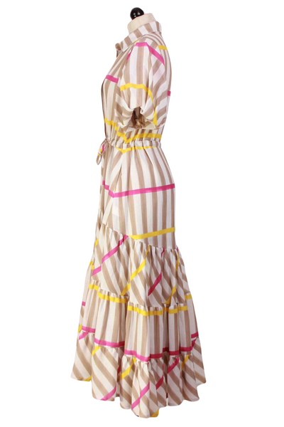 Side view of Stripes Nude Danielle Midi Dress by Kleid