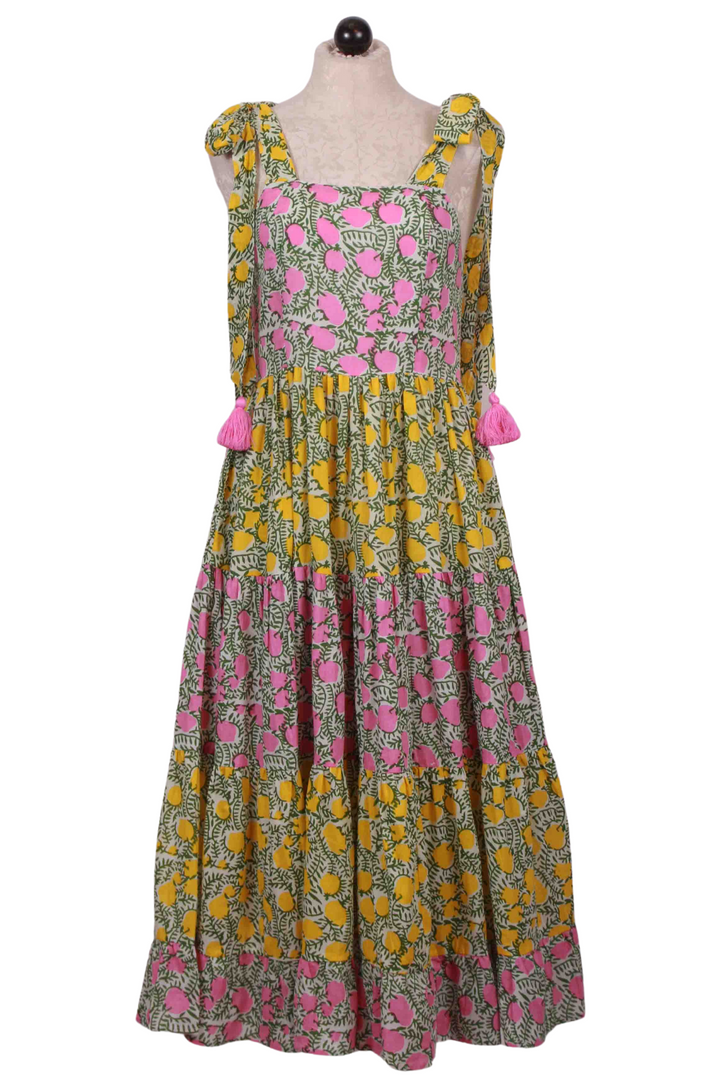 Patchwork Lemonade Midi Length Daphne Dress by Mille with a zipper back