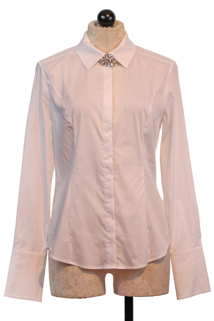 The Darling Top in White by Favorite Daughter with a beautiful crystal Brooch Clip