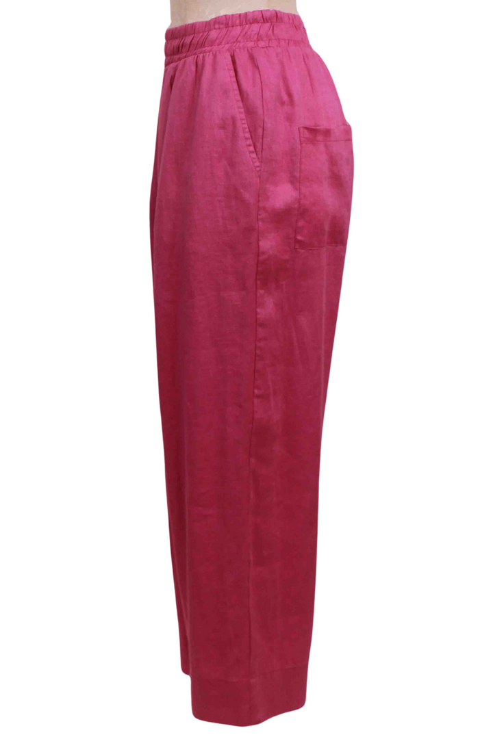 side view of Fuschia Dellos Linen Pant by Devotion Twins