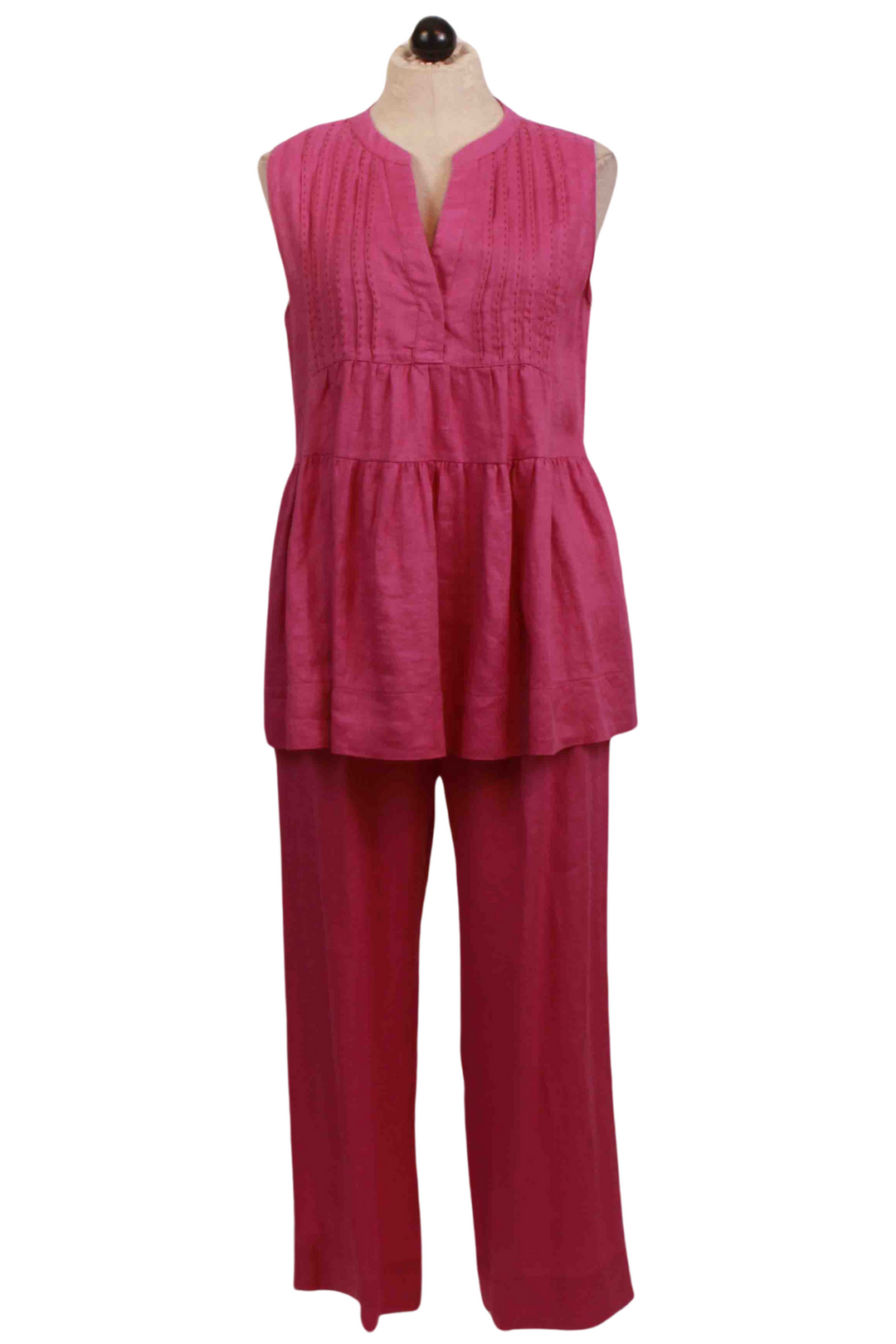 Fuschia Dellos Linen Pant by Devotion Twins paired with the matching Devotion Twins fuschia Linen top