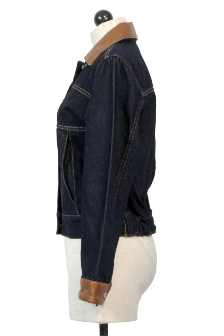 side view of Pacific Indigo Delphia Cropped Denim Jacket by Velvet Heart 