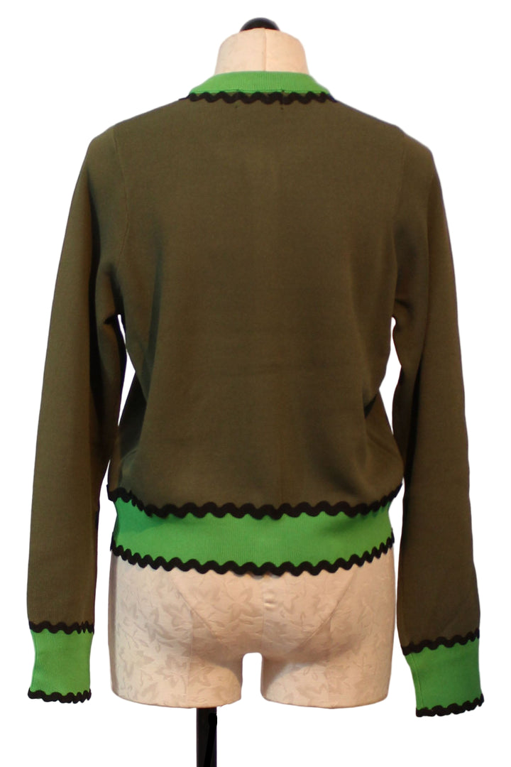 back view of Wild Green Diana Cardigan by Emily Lovelock